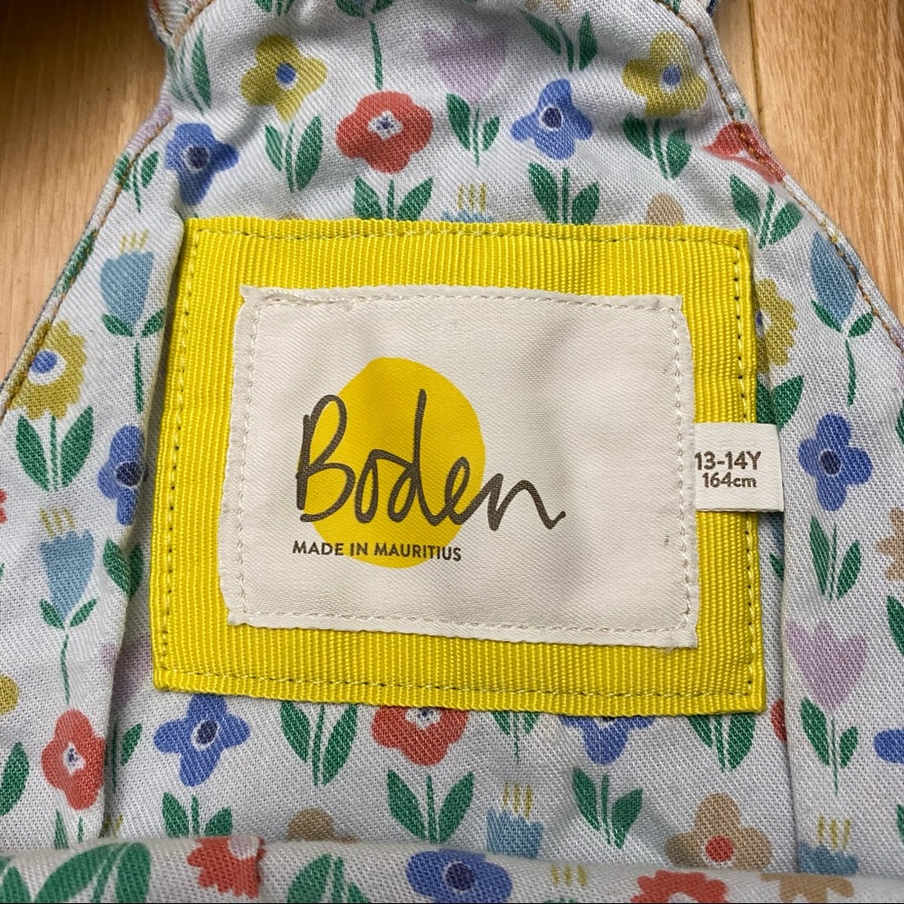 Boden Fun Overalls in Light Vintage Denim Rainbow - Picture 8 of 11